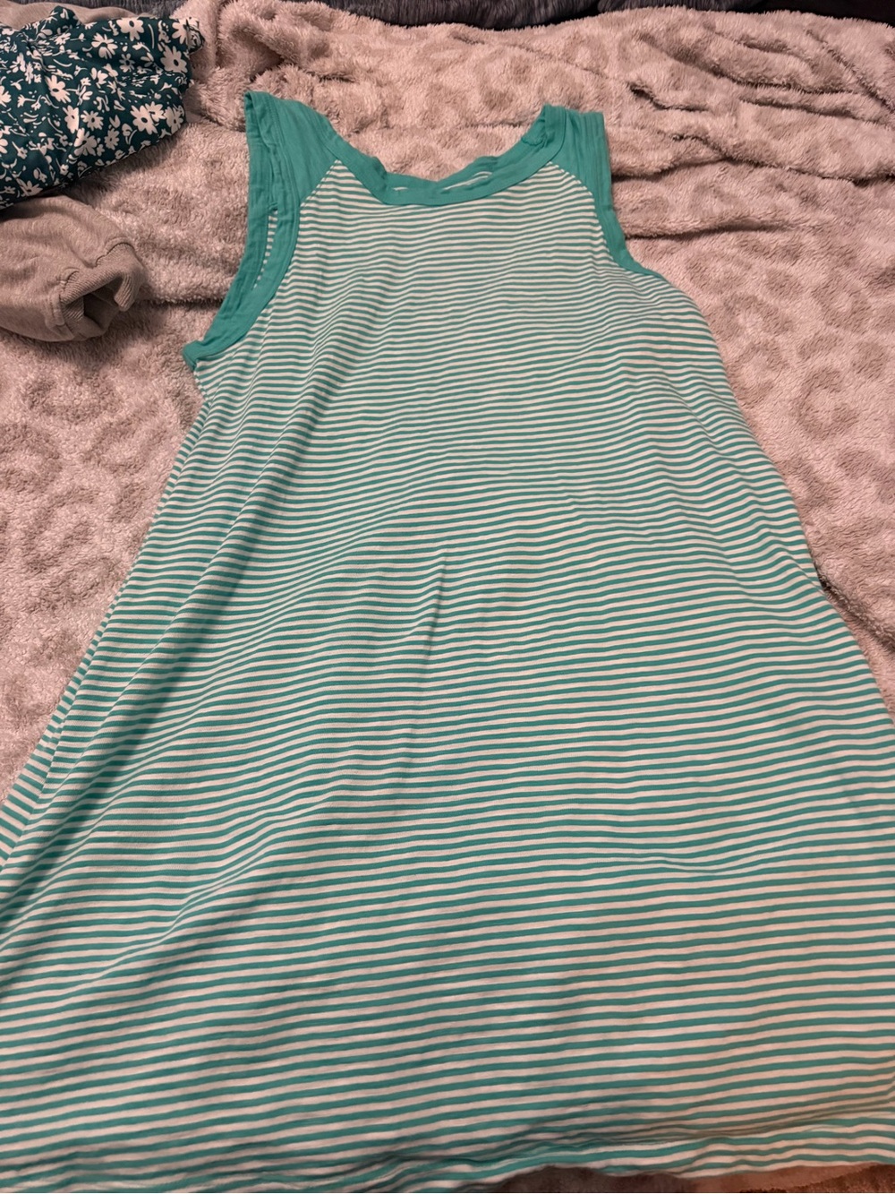 Sonoma Mint Green and White Striped Sleeveless Dress